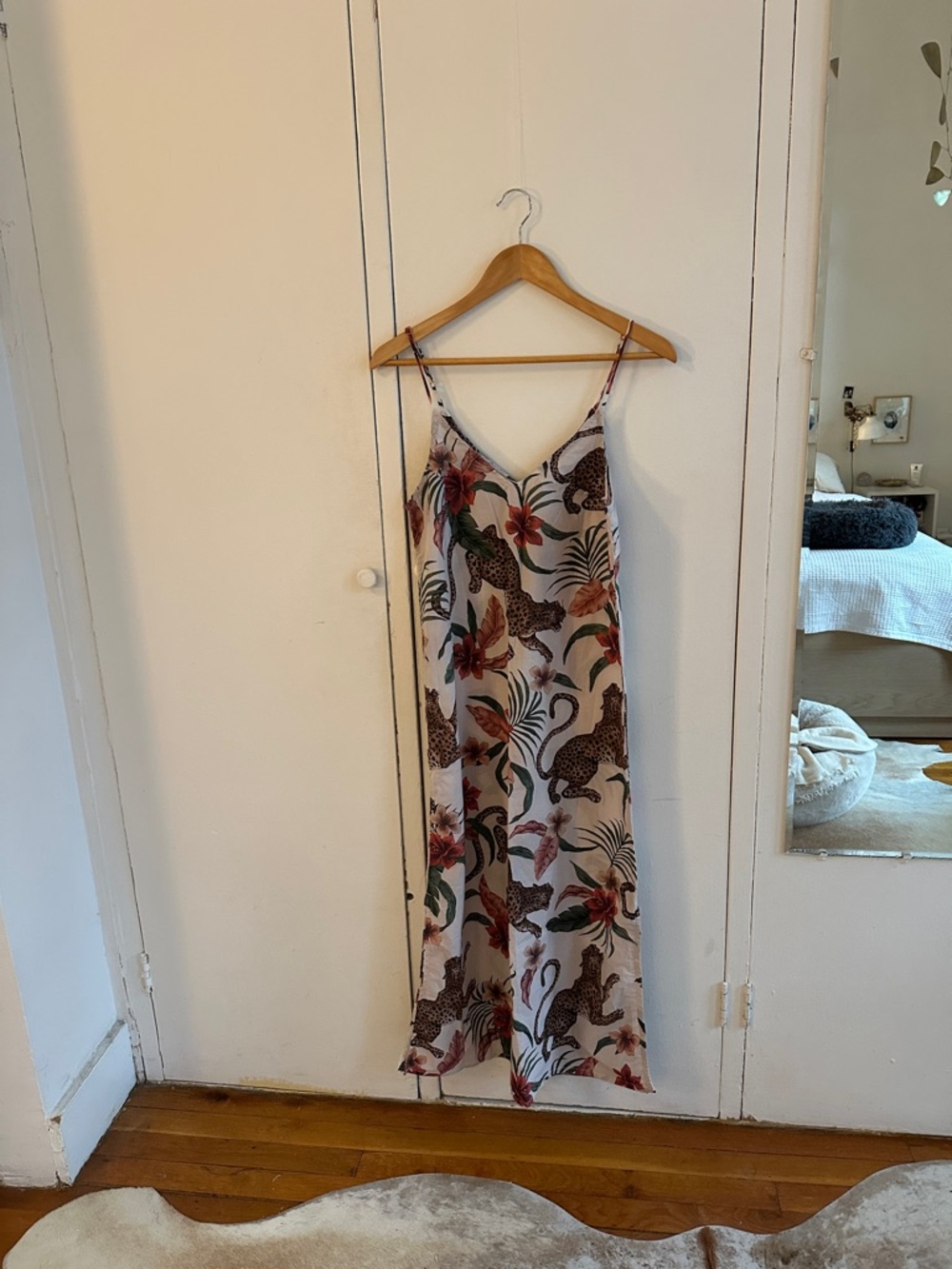 Desmond & Dempsey Floral & Leopard Slip nightie size S